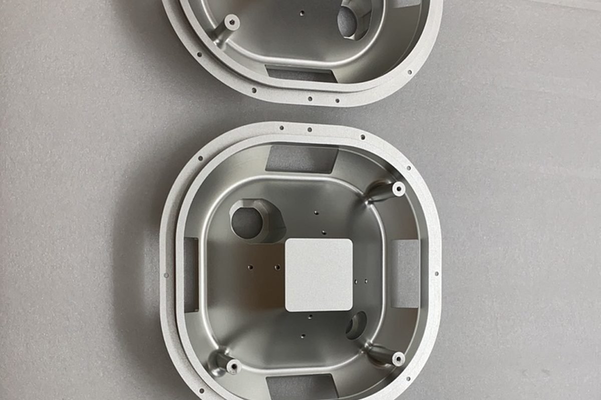 A machined aluminum component, interior view
